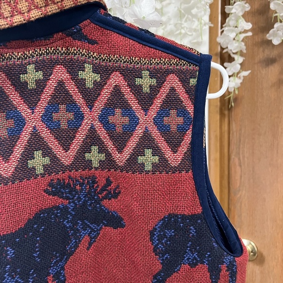 VINTAGE Reversible Rustic & Western  Moose Patterned Vest  🤠 🫎 - Picture 5 of 8